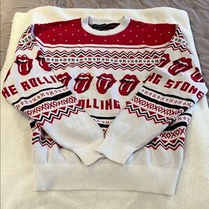 The Rolling Stones Red and White Crewneck Sweater